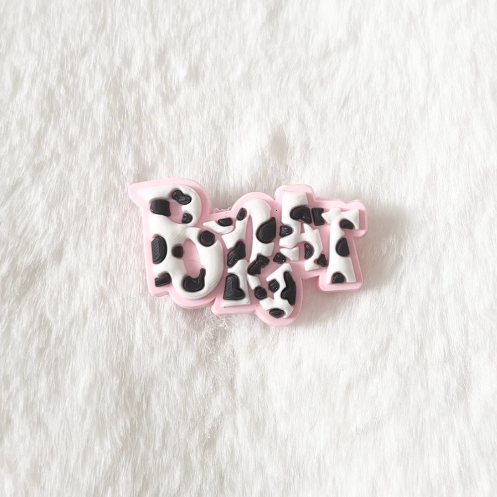 5/$15 🩷 MUST BUNDLE CROCS Pink and Black BRAT Cow Print Jibbitz Charm